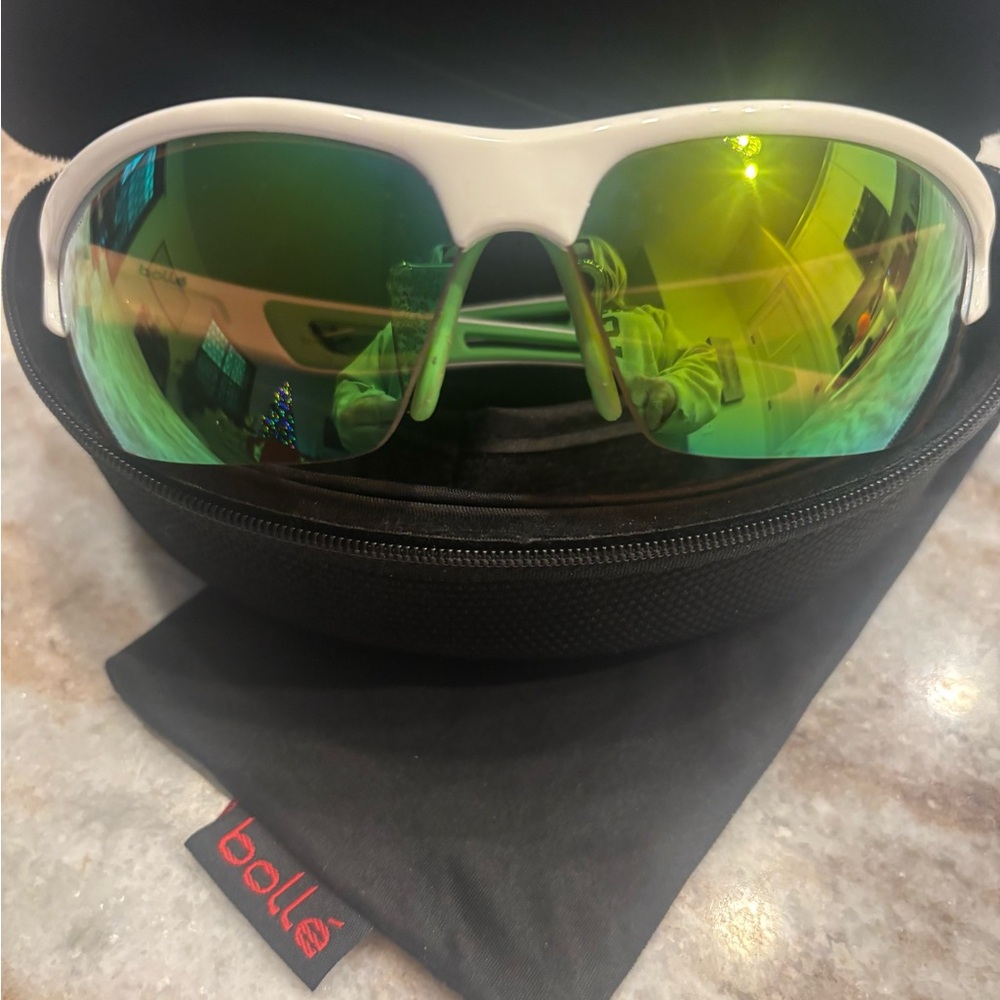 Bollé All-Sport White Sunglasses with Green Lenses